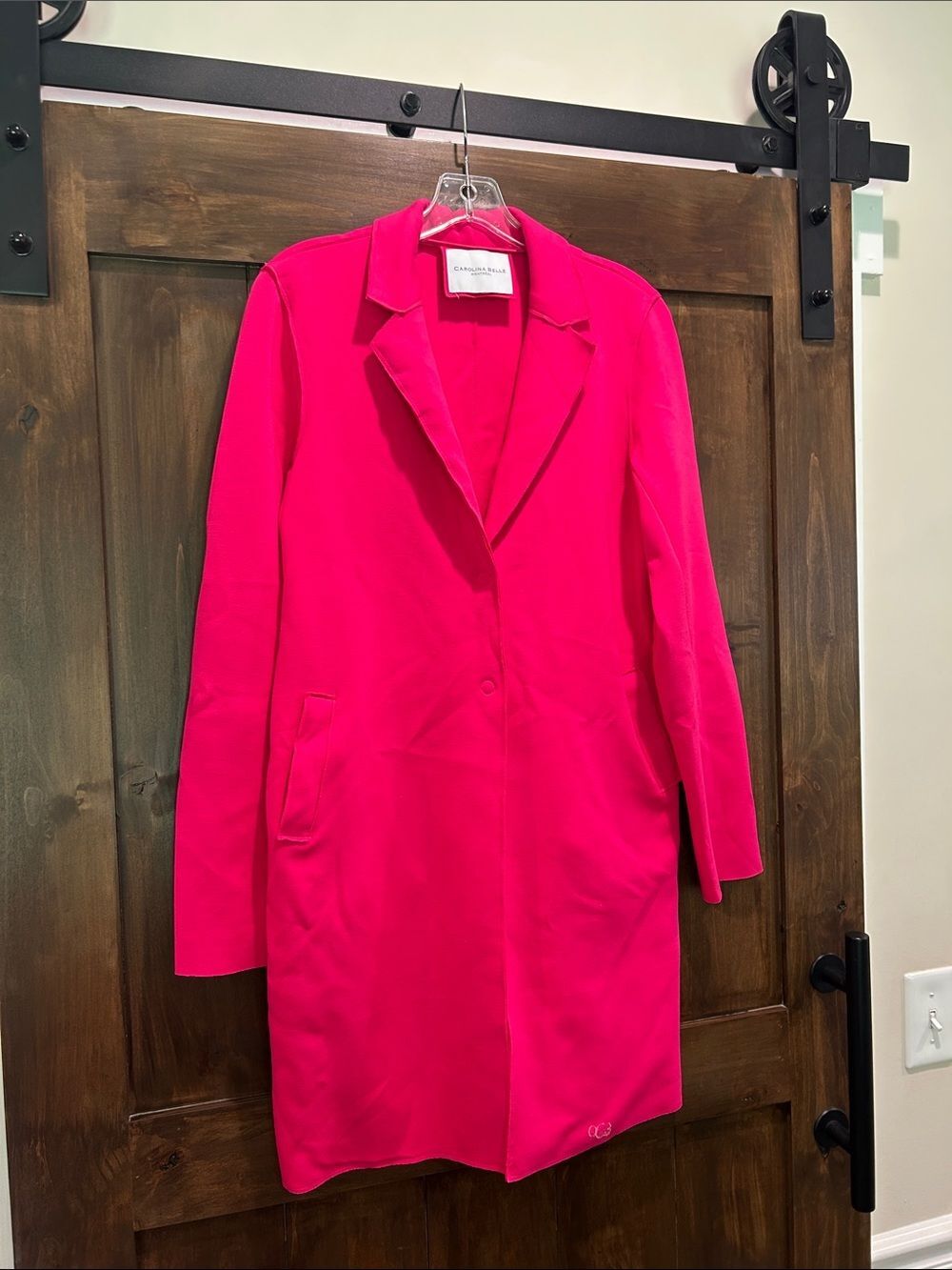 A63 Carolina Belle pink long jacket with small flaw see description Sz. S/M